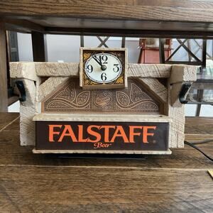 Rare Vintage Falstaff Lighted Beer Sign / Clock in Working Condition